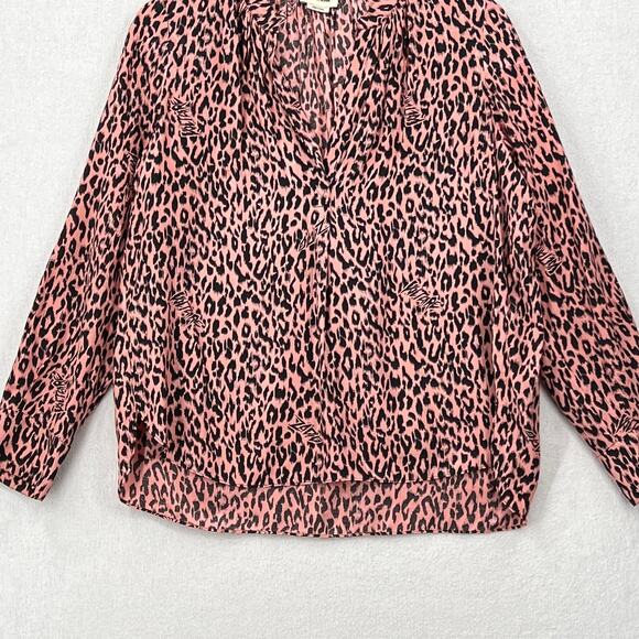 ZADIG AND VOLTAIRE Tink Squeleton Top Womens Small Pink Leopard Logo Long Sleeve - Picture 9 of 16